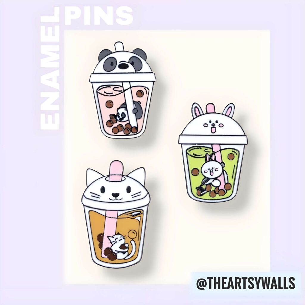 Boba Tea Enamel Pins – The Artsy Walls