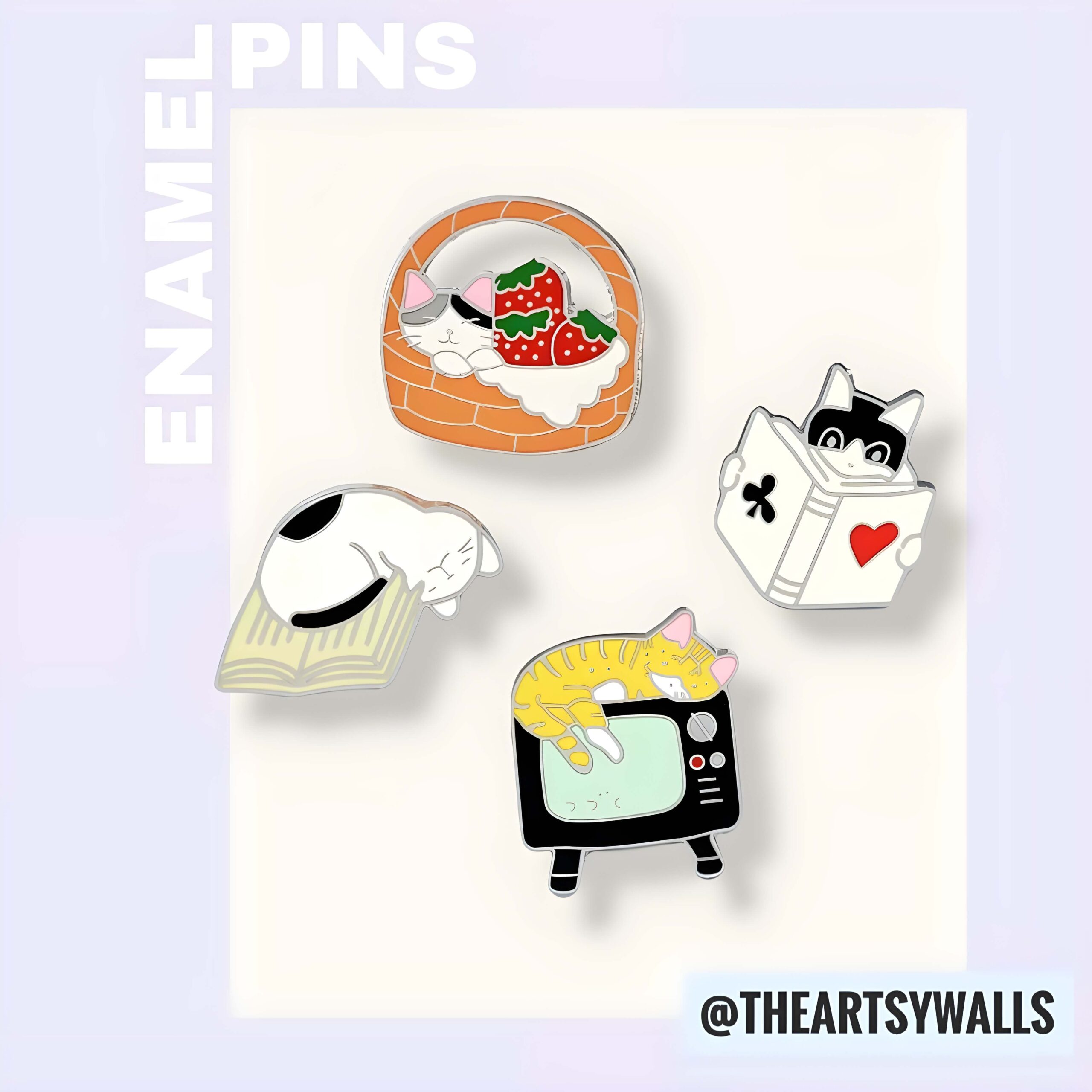 Lazy Cat Enamel Pins